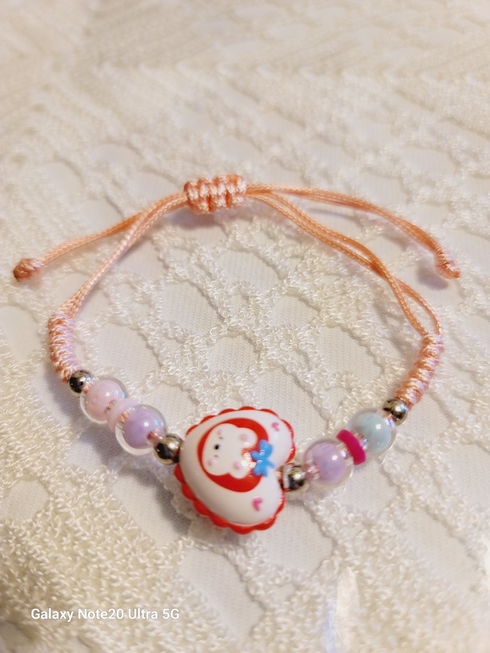 Kids Pink Adjustable Bead Bracelet with Cute Character Charm